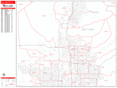 Salt Lake City Digital Map Red Line Style